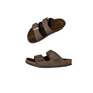 Birkenstock Arizona Kids Mocha Brown Birko-Flor Two Strap Sandals EU Size 33